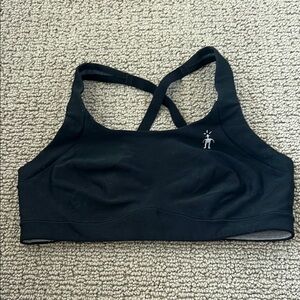 Smartwool Black Sports Bra with Racerback and Moisture-Wicking Fabric